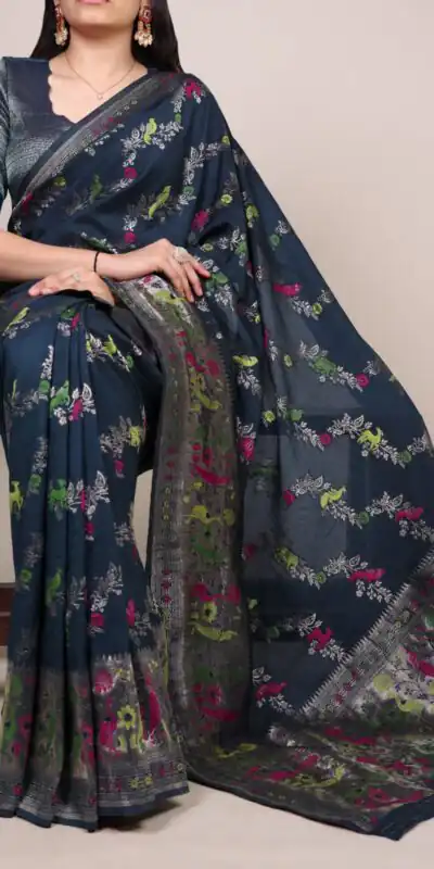 Navy Blue Nylon Weaving Work Saree | Sarees, Bollywood Sarees, Creative Sarees, Designer Sarees, Embroidered Sarees, Ethnic Saree, Modern Digital sarees, Party Wear Sarees