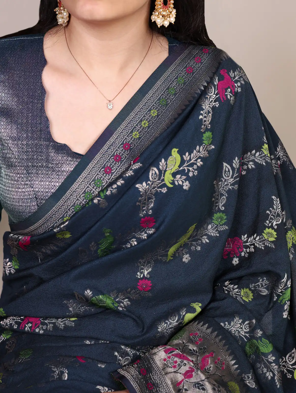Navy Blue Nylon Weaving Work Saree | Sarees, Bollywood Sarees, Creative Sarees, Designer Sarees, Embroidered Sarees, Ethnic Saree, Modern Digital sarees, Party Wear Sarees