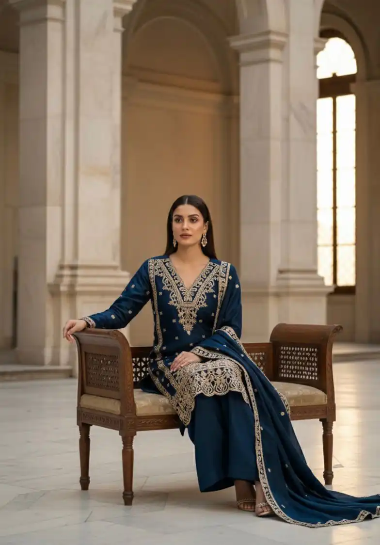 Navy Blue Organza Silk Embroidery Work Salwar Suit | Jump Suits, Salwar suit, Casual Suits, Creative suits, Designer Suits, Palazzo Suits, Party Wear Suits, Patiala Suits, Straight Suits