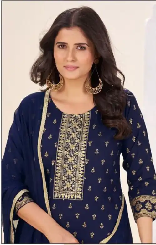 Navy Blue Rayon Lace Embroidery Work Salwar Suit | Jump Suits, Salwar suit, Casual Suits, Creative suits, Designer Suits, Palazzo Suits, Party Wear Suits, Patiala Suits, Straight Suits