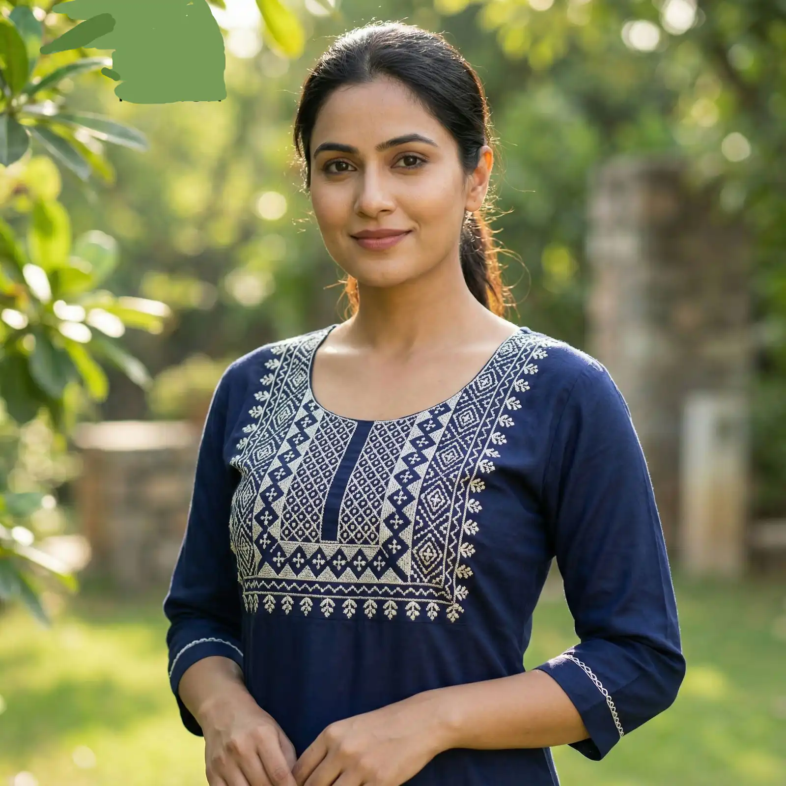 Navy Blue Rayon Thread Work Kurti | Kurti, Bollywood Kurti, Creative Kurtis, Designer Kurti, Party Wear Kurti, Selfie Kurti
