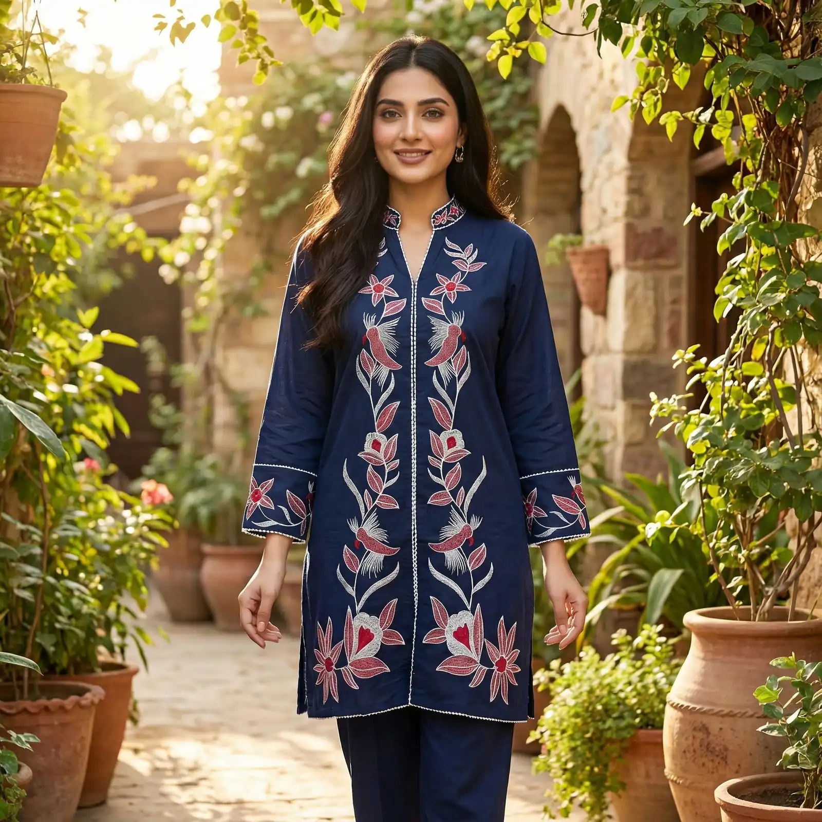 Navy Blue Rayon With Embroidery Work Kurti | Kurti, Bollywood Kurti, Creative Kurtis, Designer Kurti, Party Wear Kurti, Selfie Kurti