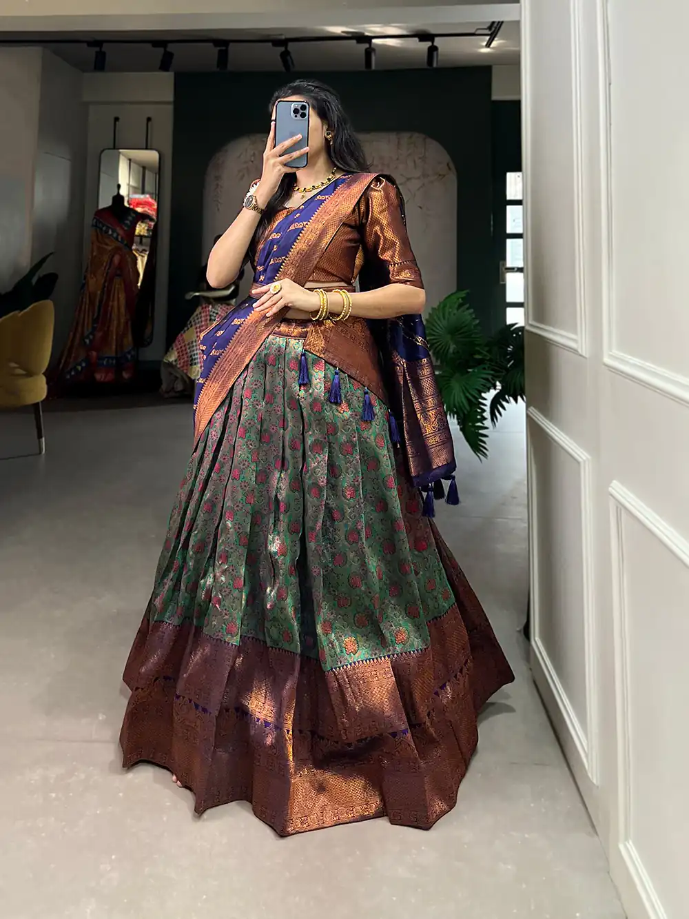 Navy Blue Silk Jacquard Zari Weaving Work Lehenga Choli | Lehenga, Bollywood Lehenga, Creative Lehenga, Designer Lehenga, Embroidered Lehenga, Party Wear Lehenga