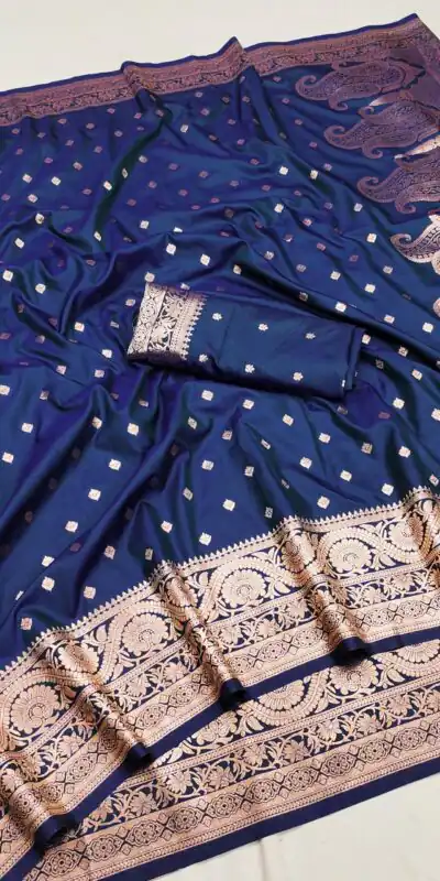 Navy Blue Soft Banarasi Silk Zari Lace Work Saree | Sarees, Bollywood Sarees, Creative Sarees, Designer Sarees, Embroidered Sarees, Ethnic Saree, Modern Digital sarees, Party Wear Sarees