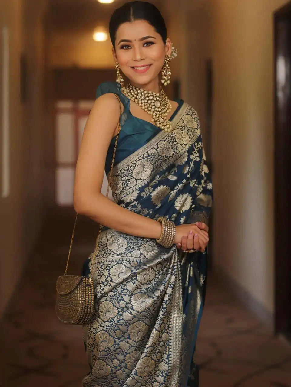 Navy Blue Soft Lichi Silk All Over Work Saree | Sarees, Bollywood Sarees, Creative Sarees, Designer Sarees, Embroidered Sarees, Ethnic Saree, Modern Digital sarees, Party Wear Sarees