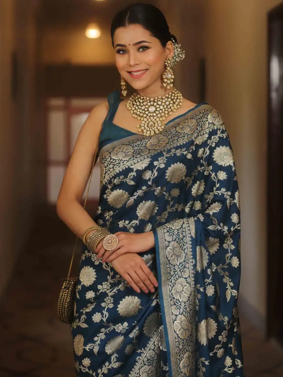 Navy Blue Soft Lichi Silk All Over Work Saree | Sarees, Bollywood Sarees, Creative Sarees, Designer Sarees, Embroidered Sarees, Ethnic Saree, Modern Digital sarees, Party Wear Sarees