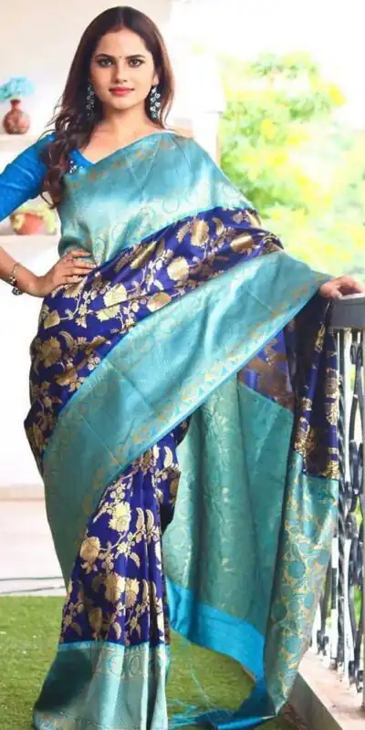 Navy Blue Soft Lichi Silk Border Jacquard Work Saree | Sarees, Bollywood Sarees, Creative Sarees, Designer Sarees, Embroidered Sarees, Ethnic Saree, Modern Digital sarees, Party Wear Sarees