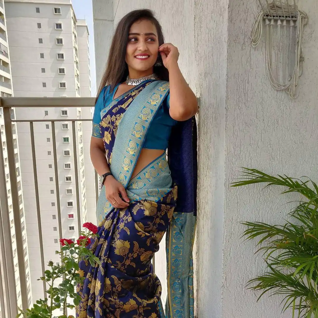 Navy Blue Soft Lichi Silk Border Jacquard Work Saree | Sarees, Bollywood Sarees, Creative Sarees, Designer Sarees, Embroidered Sarees, Ethnic Saree, Modern Digital sarees, Party Wear Sarees