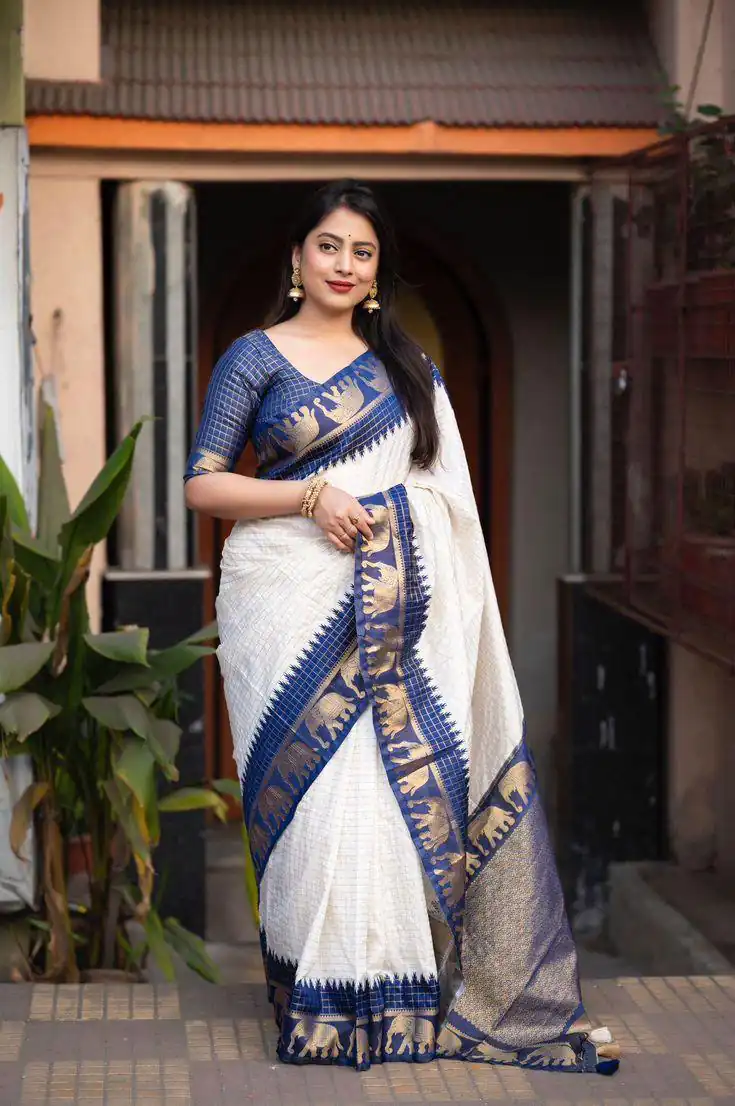 Navy Blue Soft Lichi Silk Jacquard Lace Saree | Sarees, Bollywood Sarees, Creative Sarees, Designer Sarees, Embroidered Sarees, Ethnic Saree, Modern Digital sarees, Party Wear Sarees