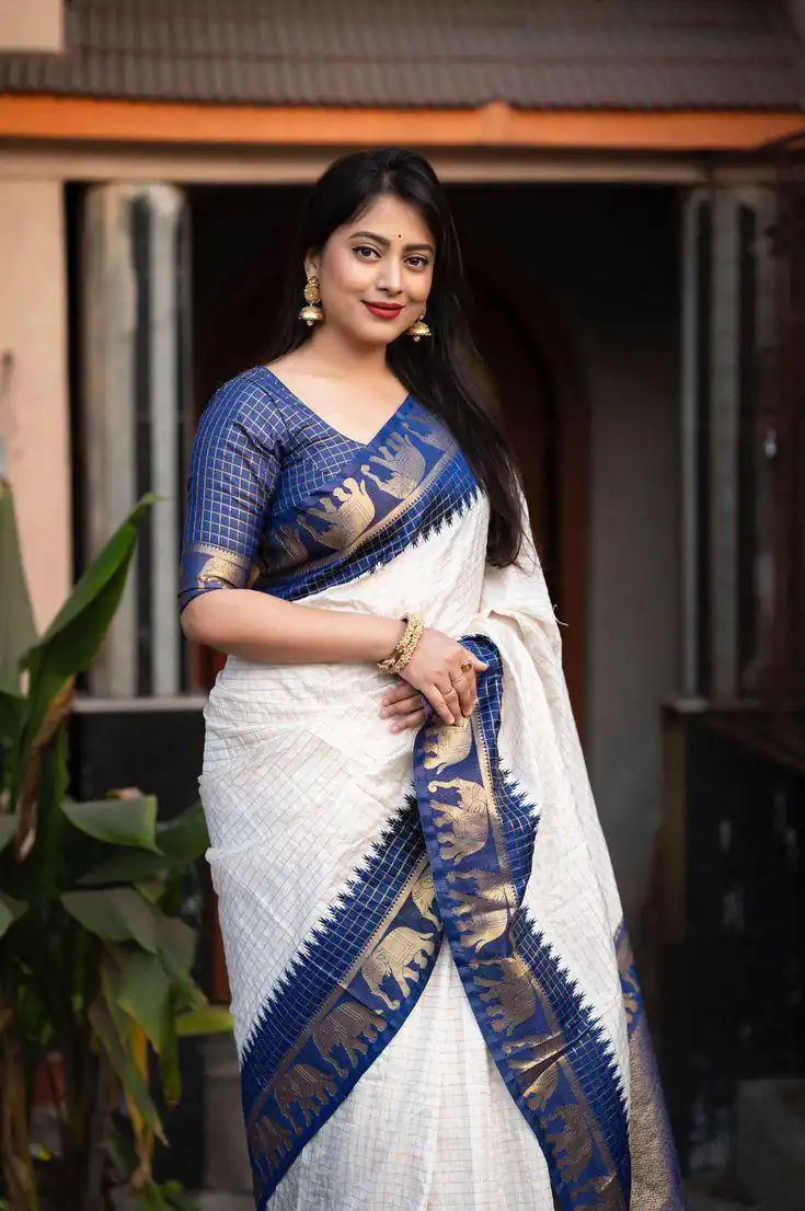 Navy Blue Soft Lichi Silk Jacquard Lace Saree | Sarees, Bollywood Sarees, Creative Sarees, Designer Sarees, Embroidered Sarees, Ethnic Saree, Modern Digital sarees, Party Wear Sarees