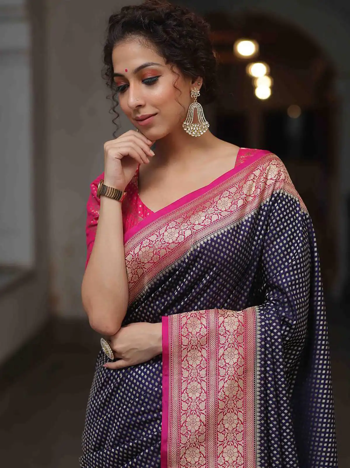 Navy Blue Soft Lichi Silk Jacquard Rich Pallu Saree | Sarees, Bollywood Sarees, Creative Sarees, Designer Sarees, Embroidered Sarees, Ethnic Saree, Modern Digital sarees, Party Wear Sarees