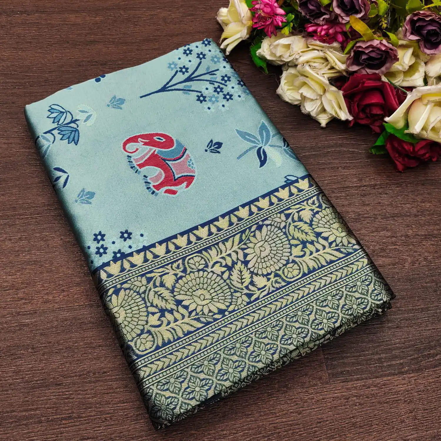 Navy Blue Soft Lichi Silk Jacquard Saree | Sarees, Bollywood Sarees, Creative Sarees, Designer Sarees, Embroidered Sarees, Ethnic Saree, Modern Digital sarees, Party Wear Sarees