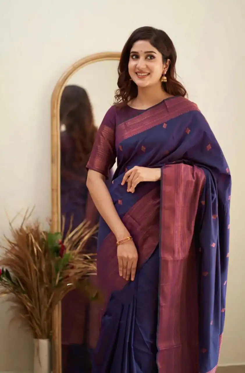 Navy Blue Soft Lichi Silk Lace Border Saree | Sarees, Bollywood Sarees, Creative Sarees, Designer Sarees, Embroidered Sarees, Ethnic Saree, Modern Digital sarees, Party Wear Sarees