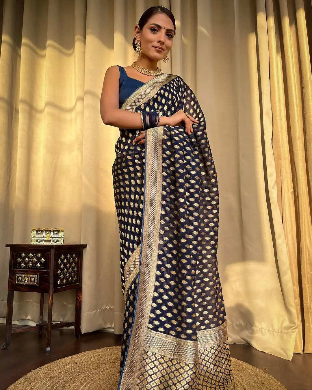 Navy Blue Soft Lichi Silk Rich Pallu Work Saree | Sarees, Bollywood Sarees, Creative Sarees, Designer Sarees, Embroidered Sarees, Ethnic Saree, Modern Digital sarees, Party Wear Sarees