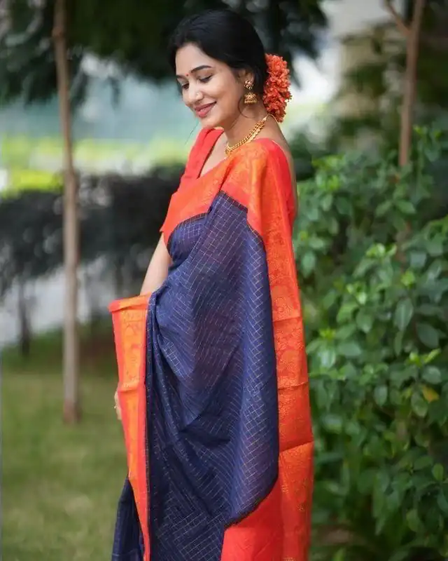 Navy Blue Soft Lichi Silk With Lace Saree | Sarees, Bollywood Sarees, Creative Sarees, Designer Sarees, Embroidered Sarees, Ethnic Saree, Modern Digital sarees, Party Wear Sarees