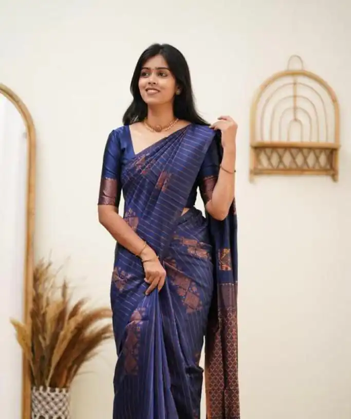 Navy Blue Soft Lichi Silk With Lace Work Saree | Sarees, Bollywood Sarees, Creative Sarees, Designer Sarees, Embroidered Sarees, Ethnic Saree, Modern Digital sarees, Party Wear Sarees