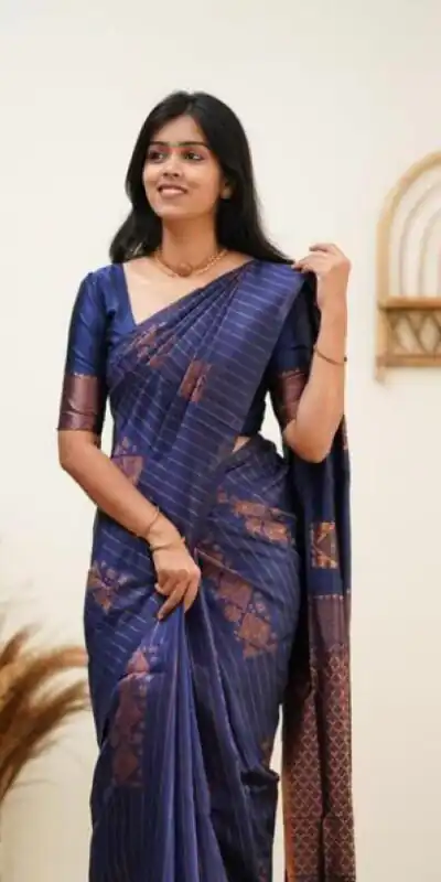Navy Blue Soft Lichi Silk With Lace Work Saree | Sarees, Bollywood Sarees, Creative Sarees, Designer Sarees, Embroidered Sarees, Ethnic Saree, Modern Digital sarees, Party Wear Sarees