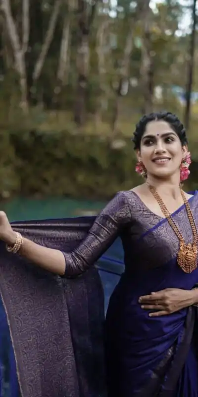 Navy Blue Soft Litchi Silk Jacquard Work Saree | Sarees, Bollywood Sarees, Creative Sarees, Designer Sarees, Embroidered Sarees, Ethnic Saree, Modern Digital sarees, Party Wear Sarees