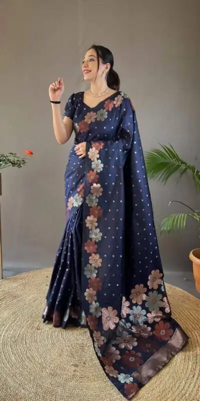 Navy Blue Soft Litchi Silk Kubera Pattu Saree | Sarees, Bollywood Sarees, Creative Sarees, Designer Sarees, Embroidered Sarees, Ethnic Saree, Modern Digital sarees, Party Wear Sarees