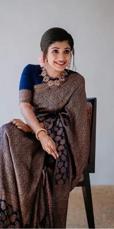 Navy Blue Soft Silk Jacquard Work On All Over Saree | Sarees, Bollywood Sarees, Creative Sarees, Designer Sarees, Embroidered Sarees, Ethnic Saree, Modern Digital sarees, Party Wear Sarees