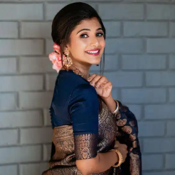 Navy Blue Soft Silk Jacquard Work On All Over Saree | Sarees, Bollywood Sarees, Creative Sarees, Designer Sarees, Embroidered Sarees, Ethnic Saree, Modern Digital sarees, Party Wear Sarees