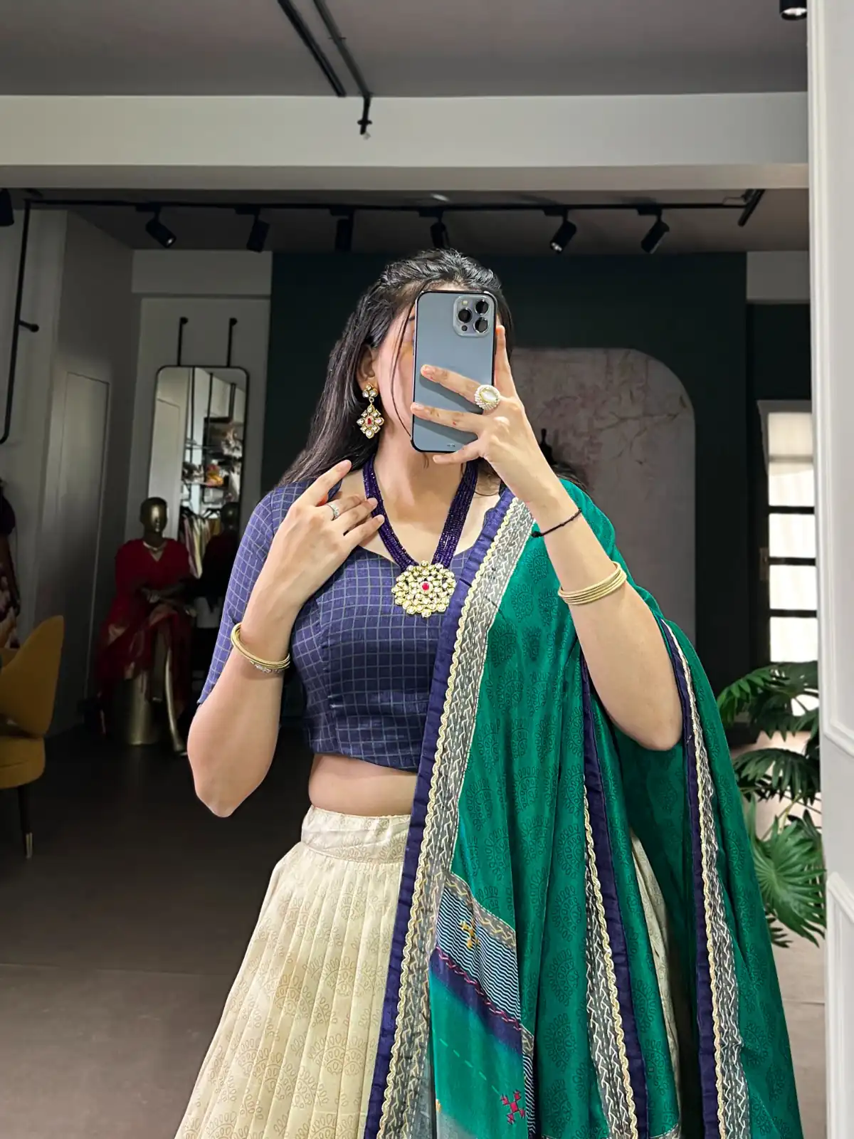 Navy Blue Taser Silk Printed Lehenga Choli | Lehenga, Bollywood Lehenga, Creative Lehenga, Designer Lehenga, Embroidered Lehenga, Party Wear Lehenga