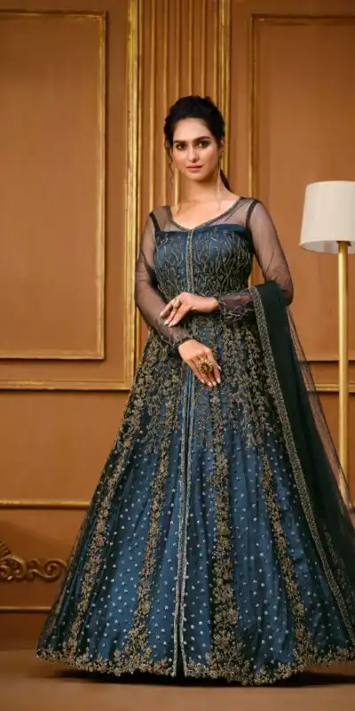 Navy Blue Vaishnavi Net Embroidery Salwar Suit | Salwar suit, Casual Suits, Creative suits, Designer Suits, Palazzo Suits, Party Wear Suits, Patiala Suits, Straight Suits