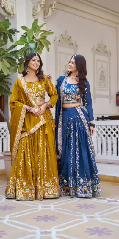 Navy Blue Vichitra Embroidery Work Lehenga Choli | Lehenga, Bollywood Lehenga, Creative Lehenga, Designer Lehenga, Embroidered Lehenga, Party Wear Lehenga