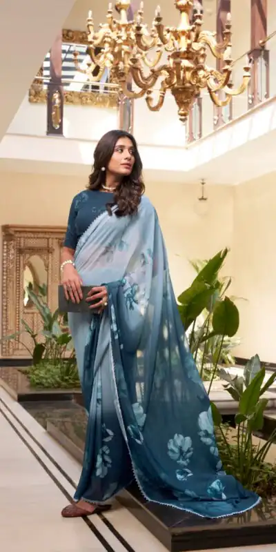 Navy Blue Weightless Printed Saree | Sarees, Bollywood Sarees, Creative Sarees, Designer Sarees, Embroidered Sarees, Ethnic Saree, Modern Digital sarees, Party Wear Sarees