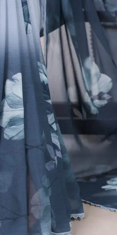 Navy Blue Weightless Printed Saree | Sarees, Bollywood Sarees, Creative Sarees, Designer Sarees, Embroidered Sarees, Ethnic Saree, Modern Digital sarees, Party Wear Sarees