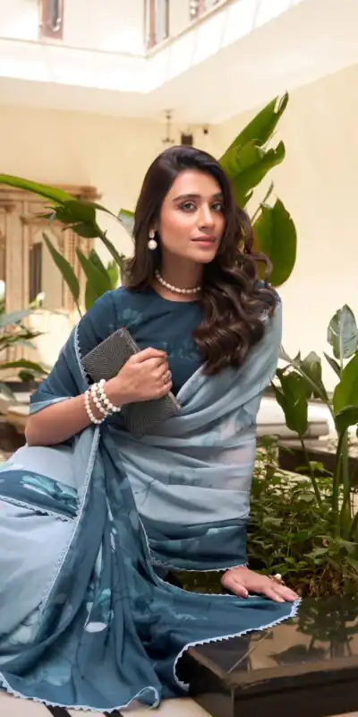 Navy Blue Weightless Printed Saree | Sarees, Bollywood Sarees, Creative Sarees, Designer Sarees, Embroidered Sarees, Ethnic Saree, Modern Digital sarees, Party Wear Sarees