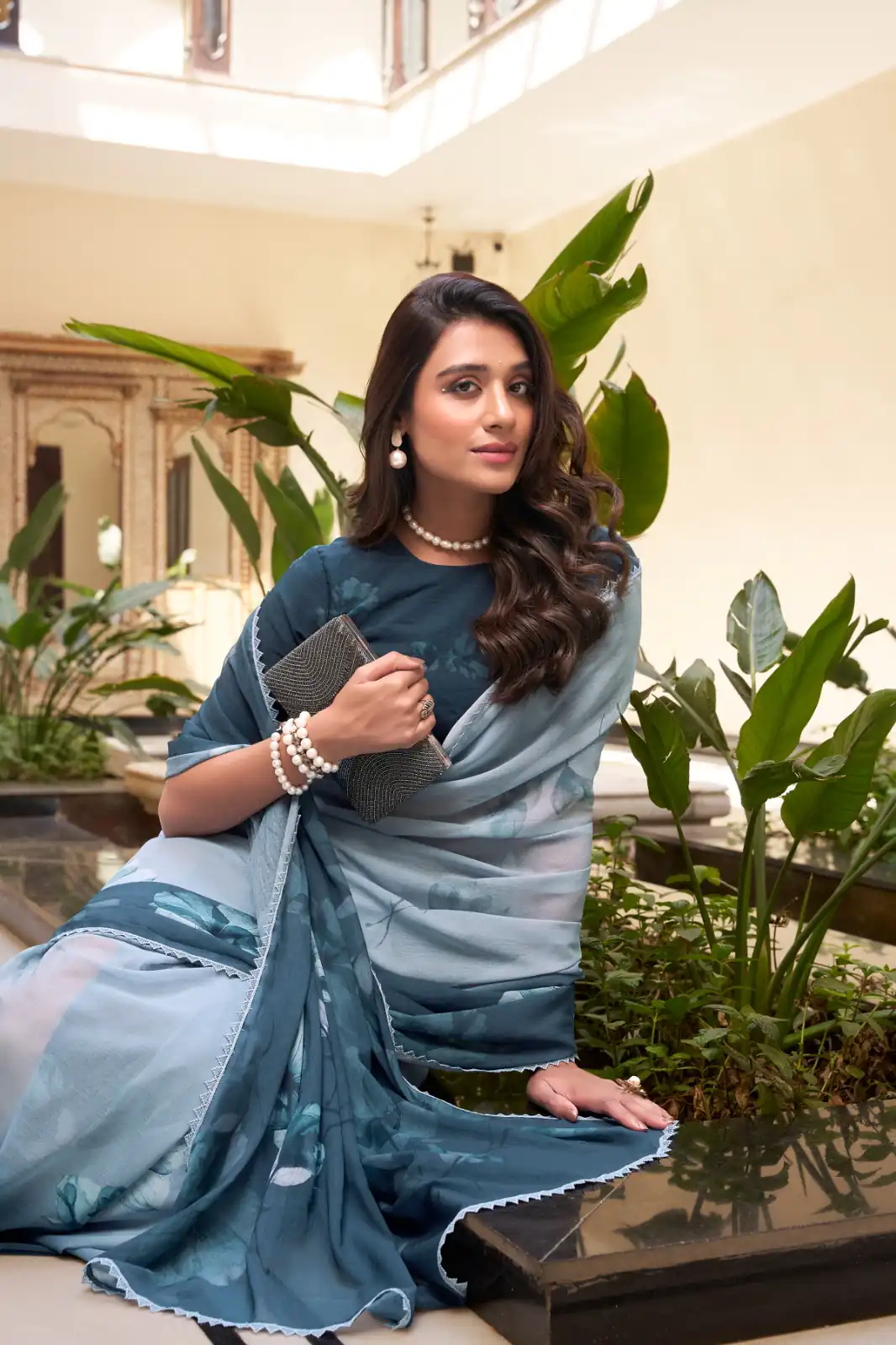 Navy Blue Weightless Printed Saree | Sarees, Bollywood Sarees, Creative Sarees, Designer Sarees, Embroidered Sarees, Ethnic Saree, Modern Digital sarees, Party Wear Sarees