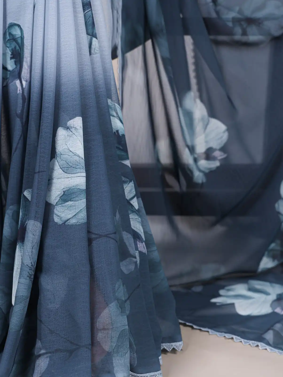 Navy Blue Weightless Printed Saree | Sarees, Bollywood Sarees, Creative Sarees, Designer Sarees, Embroidered Sarees, Ethnic Saree, Modern Digital sarees, Party Wear Sarees
