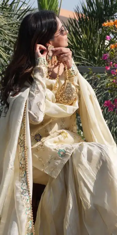 Off White Chinnon Embroidery Work Salwar Suit | Jump Suits, Salwar suit, Casual Suits, Creative suits, Designer Suits, Palazzo Suits, Party Wear Suits, Patiala Suits, Straight Suits