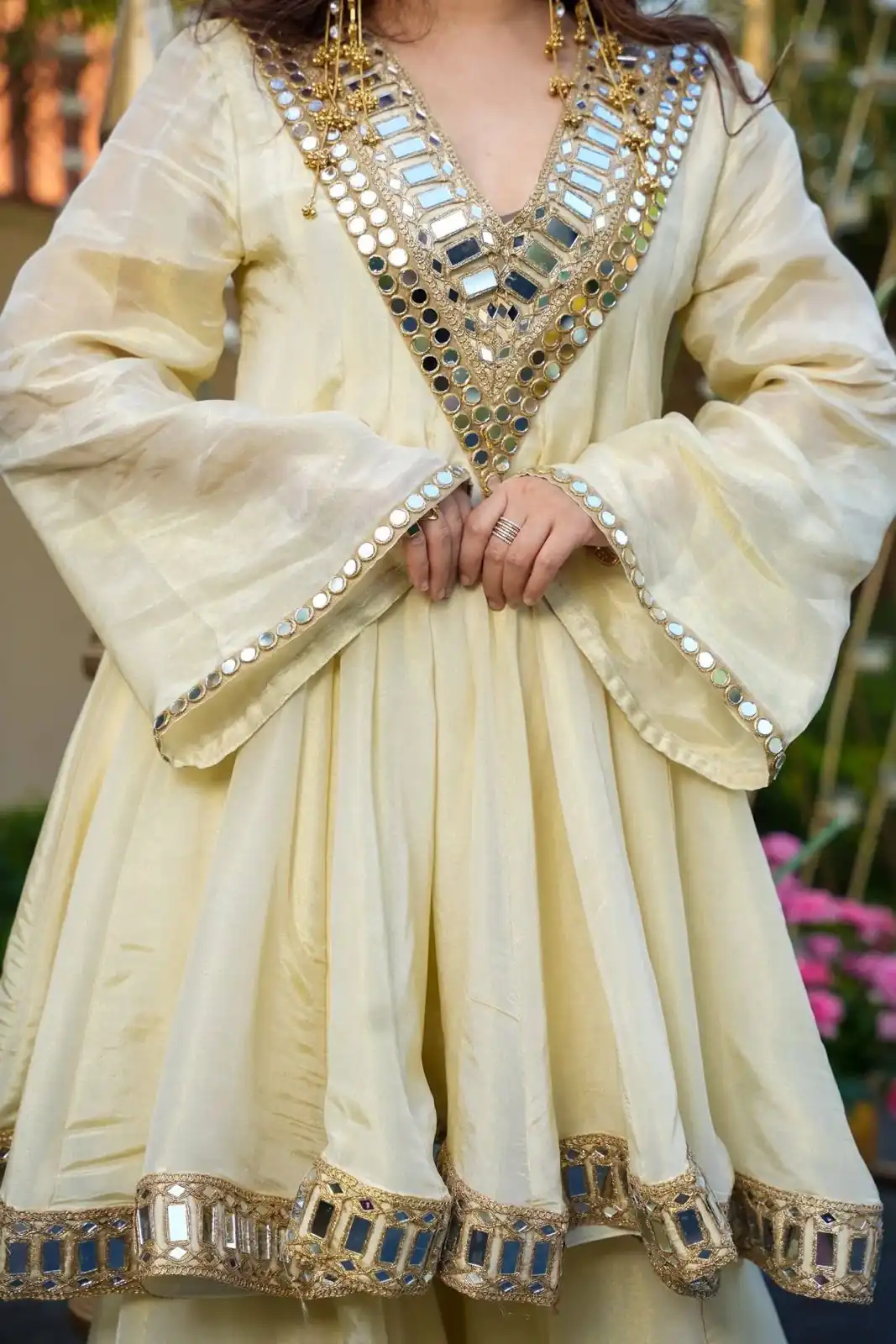 Off White Cosmos Mirror Lace Work Salwar Suit | Jump Suits, Tops & Bottoms, Track Suits, Salwar suit, Casual Suits, Creative suits, Designer Suits, Palazzo Suits, Party Wear Suits, Patiala Suits, Straight Suits, Trendy Wear