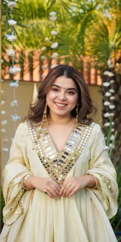 Off White Cosmos Silk Mirror Embroidery Work Salwar Suit | Jump Suits, Tops & Bottoms, Track Suits, Salwar suit, Casual Suits, Creative suits, Designer Suits, Palazzo Suits, Party Wear Suits, Patiala Suits, Straight Suits, Trendy Wear