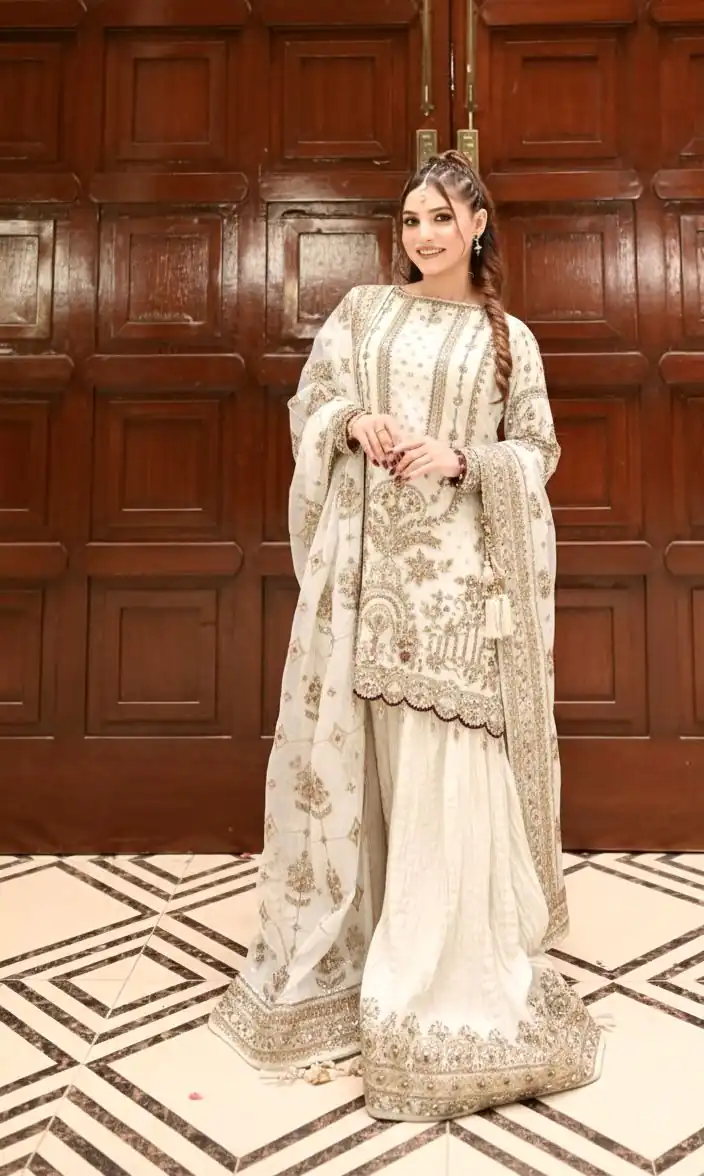 Off White Crush Georgette Sequence Work Salwar Suit | Jump Suits, Salwar suit, Casual Suits, Creative suits, Designer Suits, Palazzo Suits, Party Wear Suits, Patiala Suits, Straight Suits