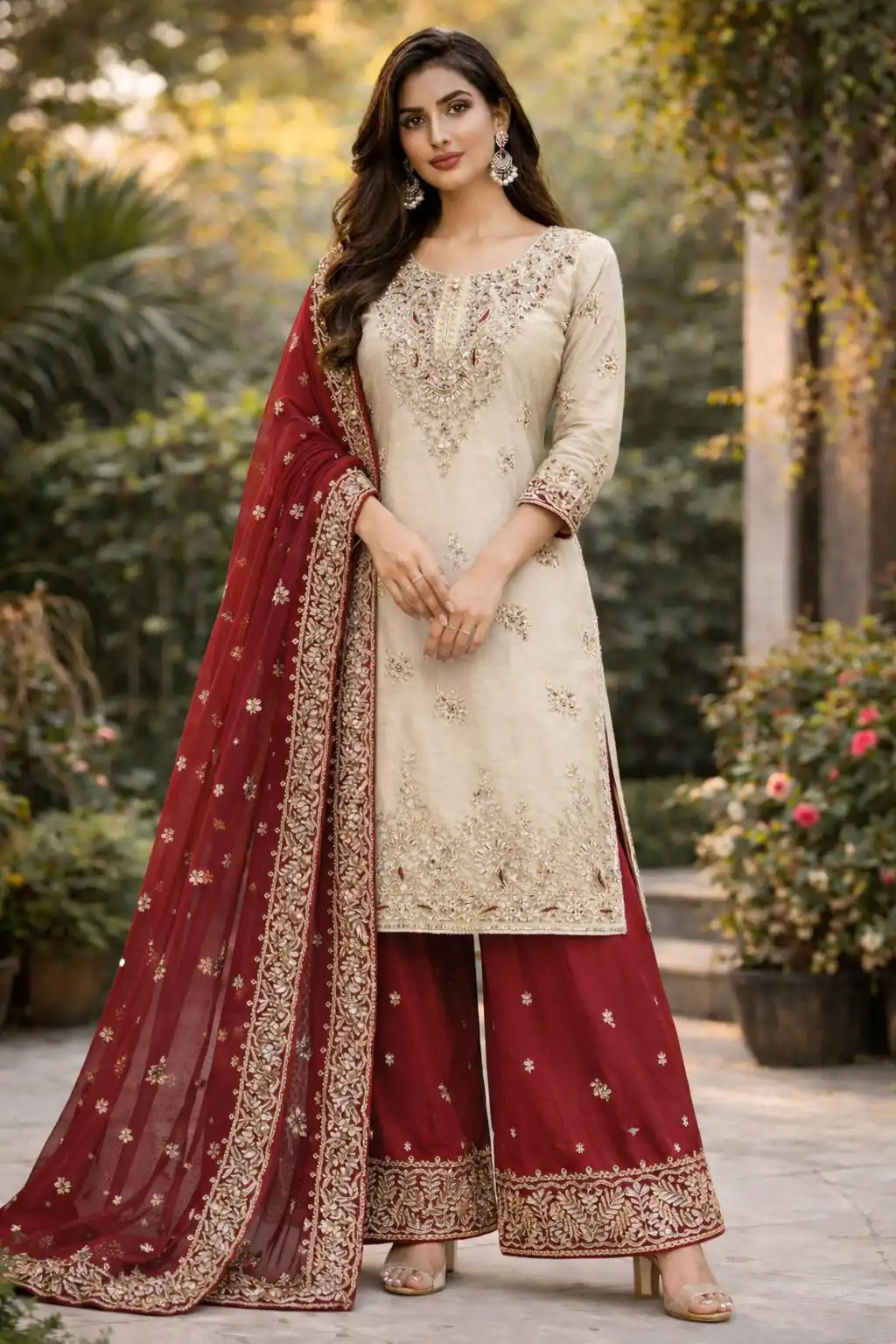 Off White Organza Silk Moti Work Salwar Suit | Jump Suits, Salwar suit, Casual Suits, Creative suits, Designer Suits, Palazzo Suits, Party Wear Suits, Patiala Suits, Straight Suits