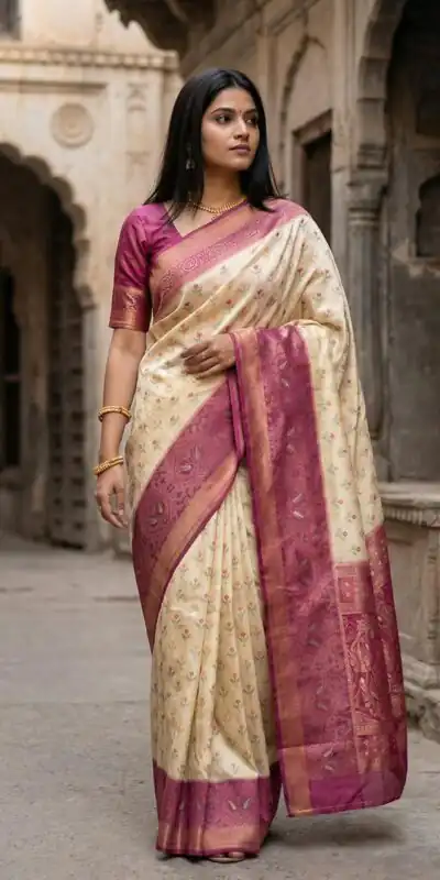 Off White Pochampalli Silk Zari Woven Work Saree | Sarees, Bollywood Sarees, Creative Sarees, Designer Sarees, Embroidered Sarees, Ethnic Saree, Modern Digital sarees, Party Wear Sarees