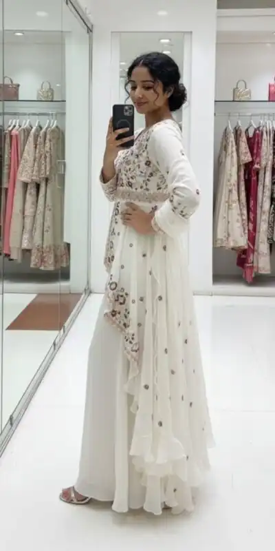 Off White Rangoli Silk Embroidery Work Salwar Suit | Jump Suits, Salwar suit, Casual Suits, Creative suits, Designer Suits, Palazzo Suits, Party Wear Suits, Patiala Suits, Straight Suits