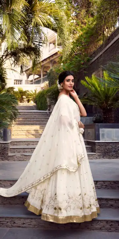 Off White Silver Glosy Sequins Lehenga Choli | Lehenga, Bollywood Lehenga, Creative Lehenga, Designer Lehenga, Embroidered Lehenga, Party Wear Lehenga