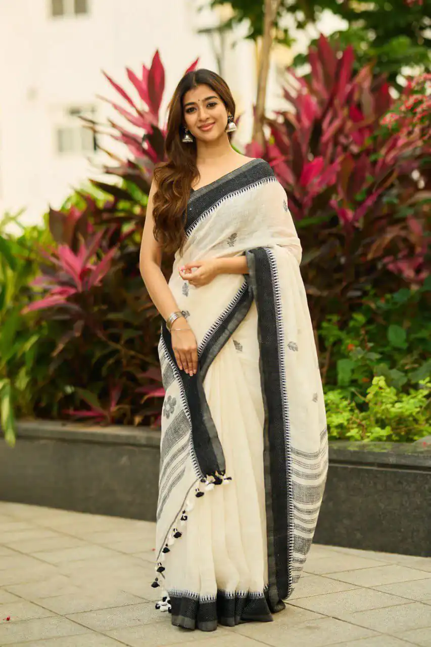 Off White Soft Lilan Slab  Lace Border Saree | Sarees, Bollywood Sarees, Creative Sarees, Designer Sarees, Embroidered Sarees, Ethnic Saree, Modern Digital sarees, Party Wear Sarees