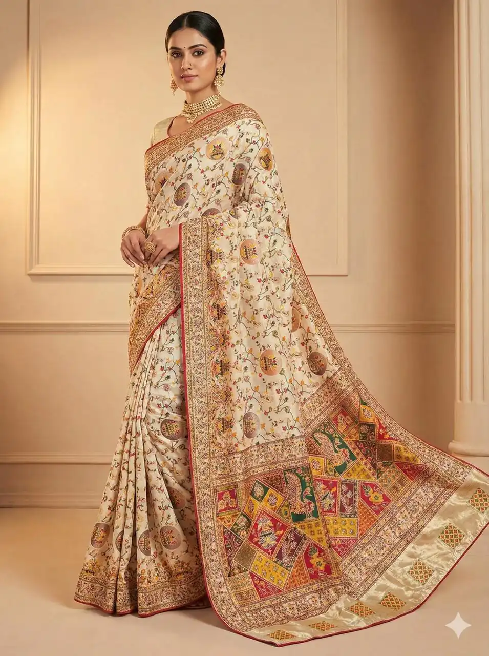 Off White Soft Pashmina Lace Zari Work Saree | Sarees, Bollywood Sarees, Creative Sarees, Designer Sarees, Embroidered Sarees, Ethnic Saree, Modern Digital sarees, Party Wear Sarees