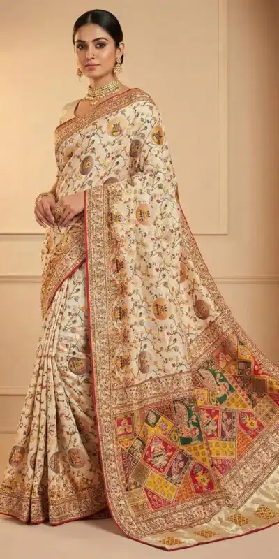 Off White Soft Pashmina Lace Zari Work Saree | Sarees, Bollywood Sarees, Creative Sarees, Designer Sarees, Embroidered Sarees, Ethnic Saree, Modern Digital sarees, Party Wear Sarees