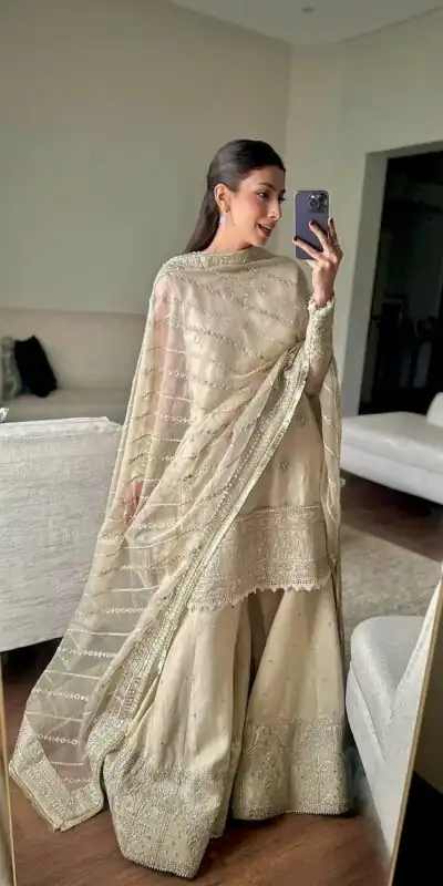 Off White Tabby Organza Embroidery Work Salwar Suit | Jump Suits, Salwar suit, Casual Suits, Creative suits, Designer Suits, Palazzo Suits, Party Wear Suits, Patiala Suits, Straight Suits