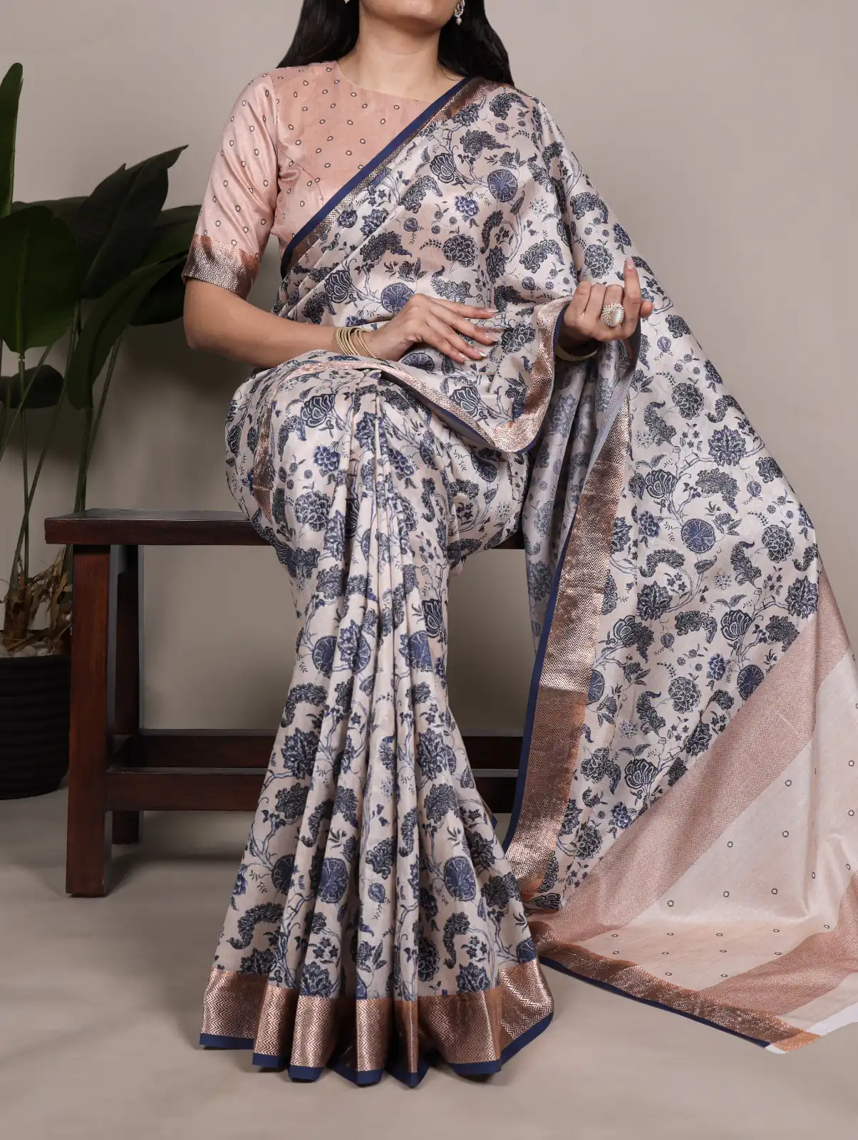Off White Tasar Silk With Printed Viscose Border Saree | Sarees, Bollywood Sarees, Creative Sarees, Designer Sarees, Embroidered Sarees, Ethnic Saree, Modern Digital sarees, Party Wear Sarees