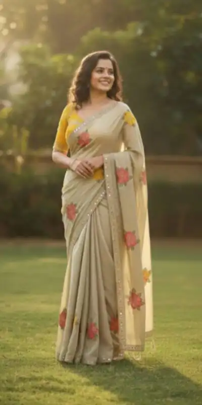 Off White Viscose Rangoli Embroidery Mirror Work Saree | Sarees, Bollywood Sarees, Creative Sarees, Designer Sarees, Embroidered Sarees, Ethnic Saree, Modern Digital sarees, Party Wear Sarees