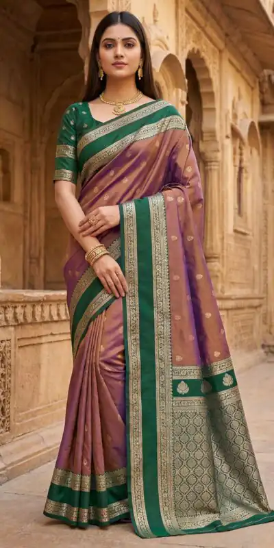 Onion Banarasi Gold Zari Work Saree | Sarees, Bollywood Sarees, Creative Sarees, Designer Sarees, Embroidered Sarees, Ethnic Saree, Modern Digital sarees, Party Wear Sarees