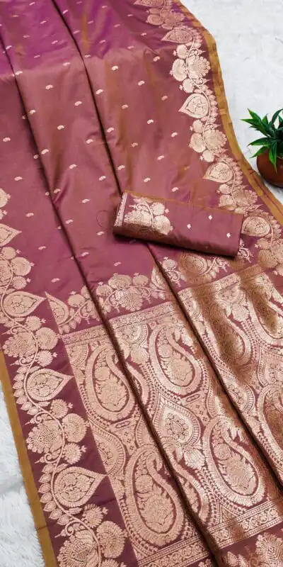 Onion Banarasi Silk Zari Work Saree | Sarees, Bollywood Sarees, Creative Sarees, Designer Sarees, Embroidered Sarees, Ethnic Saree, Modern Digital sarees, Party Wear Sarees