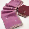 Onion Crunchy Chiffon Embroidery Work Saree | Sarees, Bollywood Sarees, Creative Sarees, Designer Sarees, Embroidered Sarees, Ethnic Saree, Modern Digital sarees, Party Wear Sarees